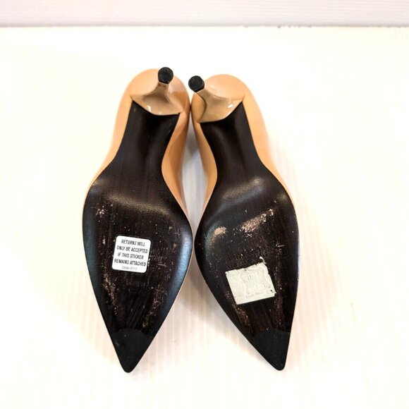 Stuart Weitzman Nude Beige Brown Taupe Patent Leather Stiletto Pumps - Picture 5 of 8